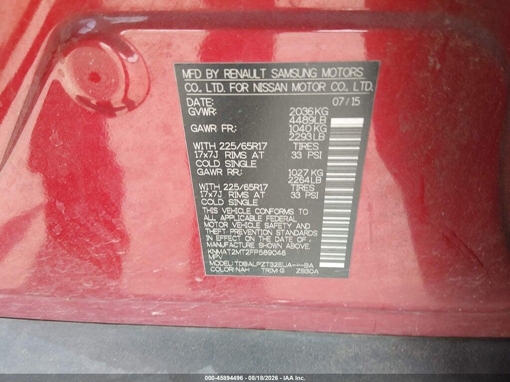 KNMAT2MT2FP589046 2015 NISSAN ROGUE photo no. 9