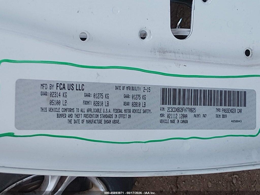 2C3CDXBG9FH770825 2015 DODGE CHARGER photo no. 9
