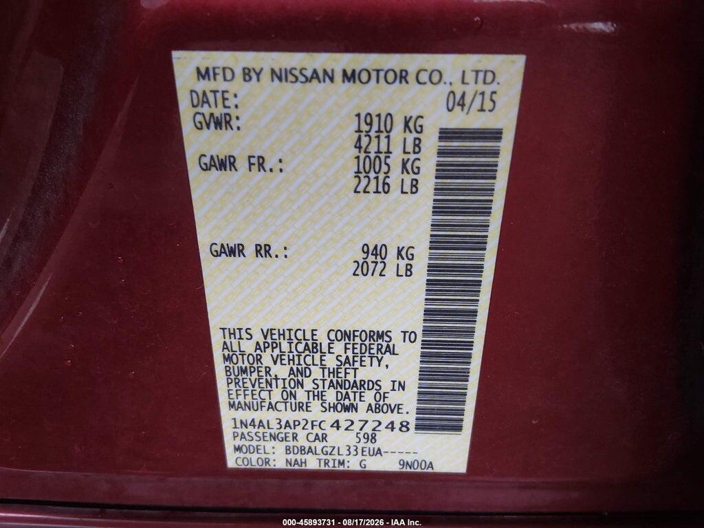 1N4AL3AP2FC427248 2015 NISSAN ALTIMA photo no. 9
