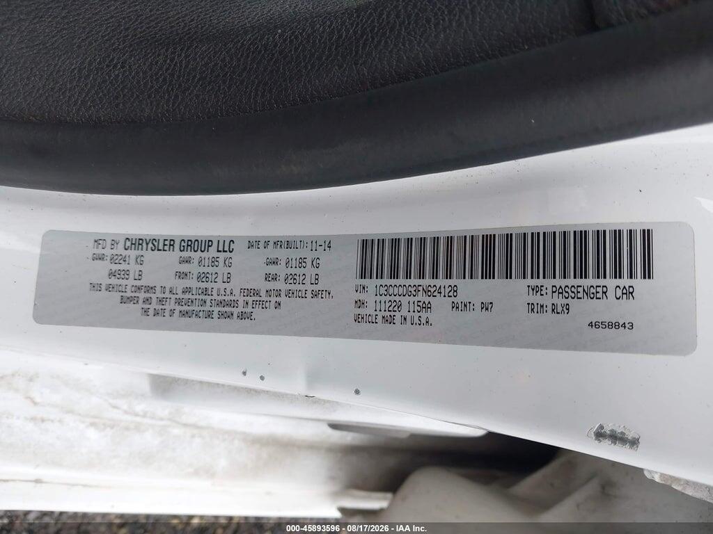1C3CCCDG3FN624128 2015 CHRYSLER 200 photo no. 9
