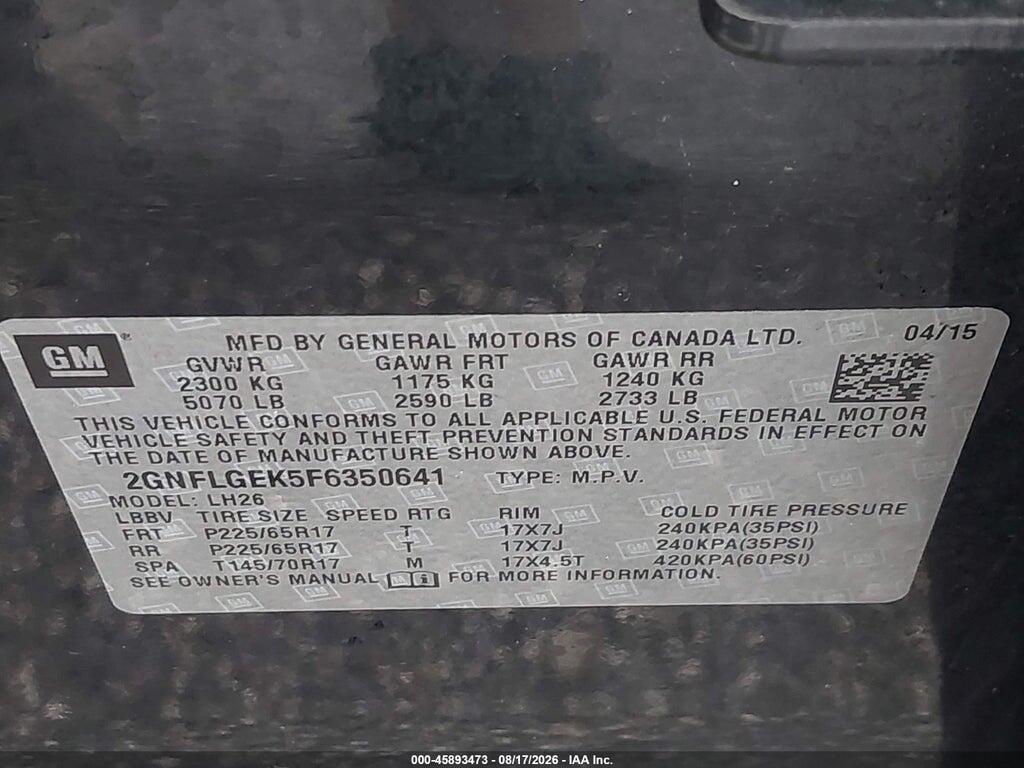 2GNFLGEK5F6350641 2015 CHEVROLET EQUINOX photo no. 9