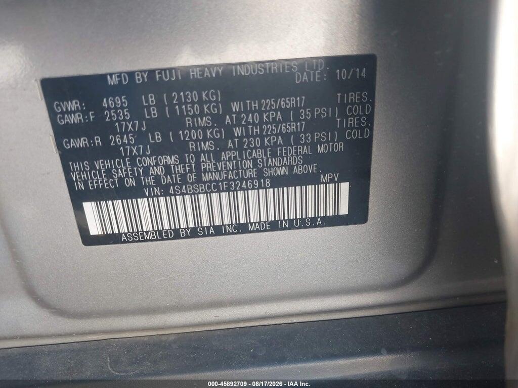 4S4BSBCC1F3246918 2015 SUBARU OUTBACK photo no. 9