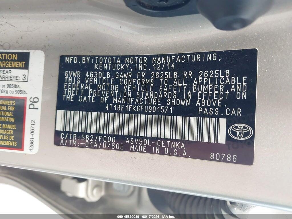 4T1BF1FK6FU901571 2015 TOYOTA CAMRY photo no. 9