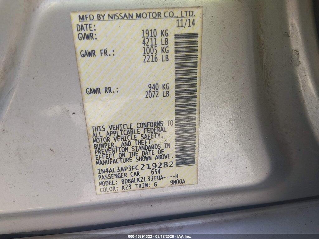 1N4AL3AP3FC219282 2015 NISSAN ALTIMA photo no. 9