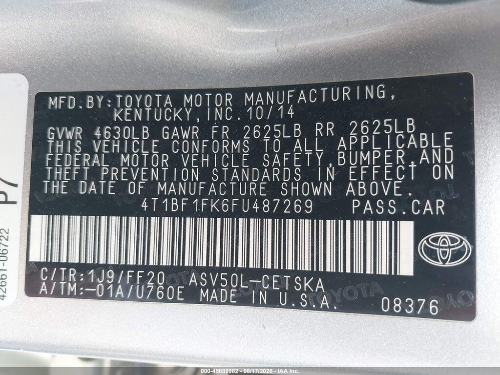 4T1BF1FK6FU487269 2015 TOYOTA CAMRY photo no. 9