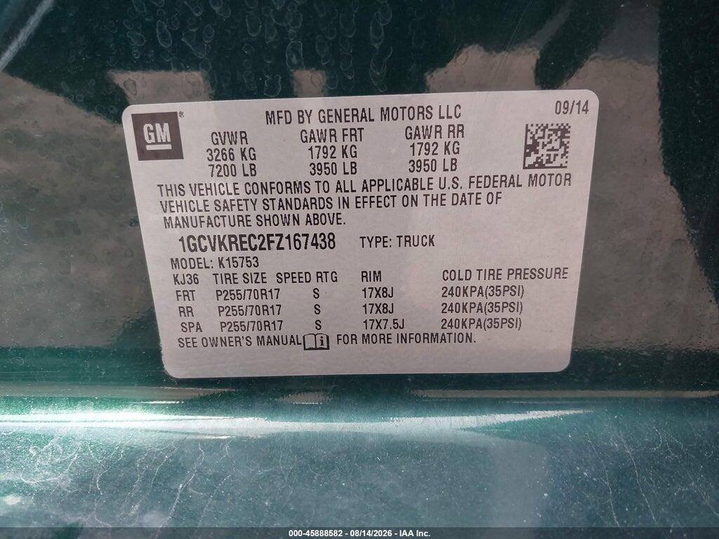 1GCVKREC2FZ167438 2015 CHEVROLET SILVERADO 1500 photo no. 9