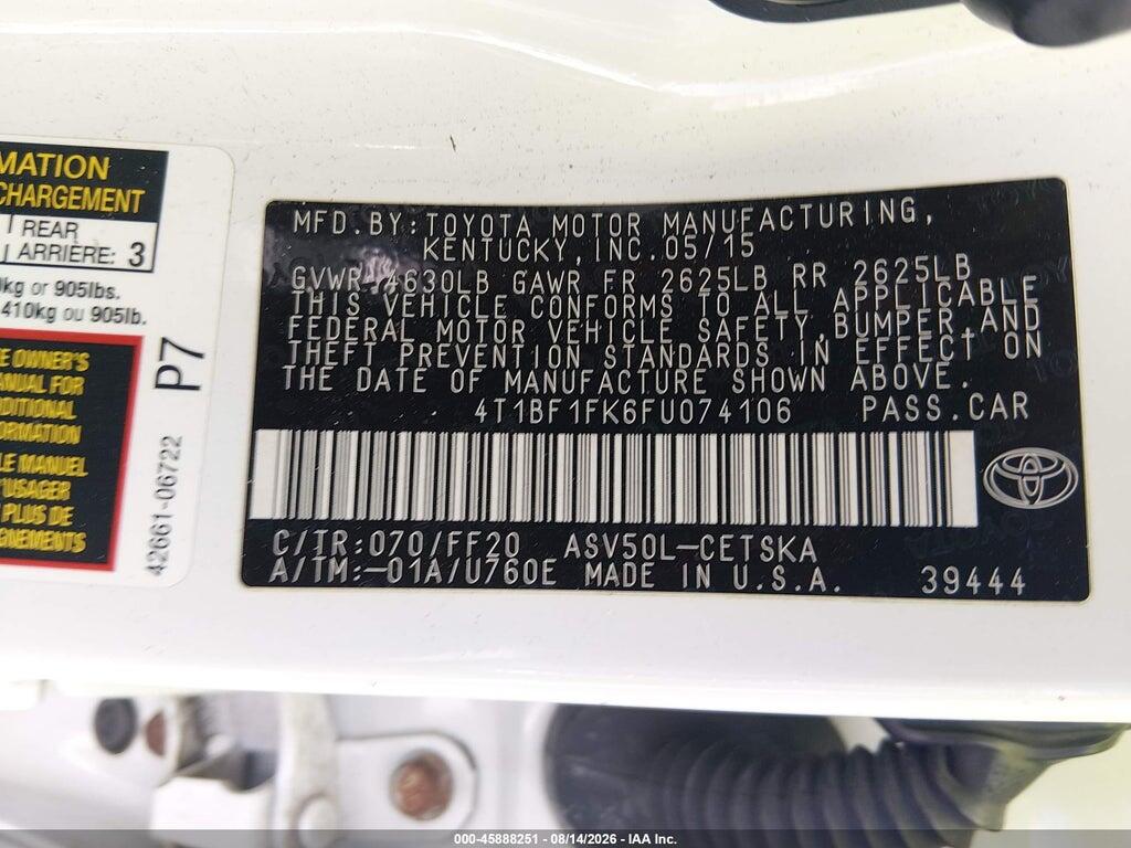 4T1BF1FK6FU074106 2015 TOYOTA CAMRY photo no. 9