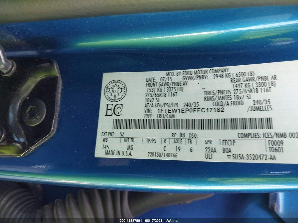 1FTEW1EP0FFC17182 2015 FORD F-150 photo no. 9