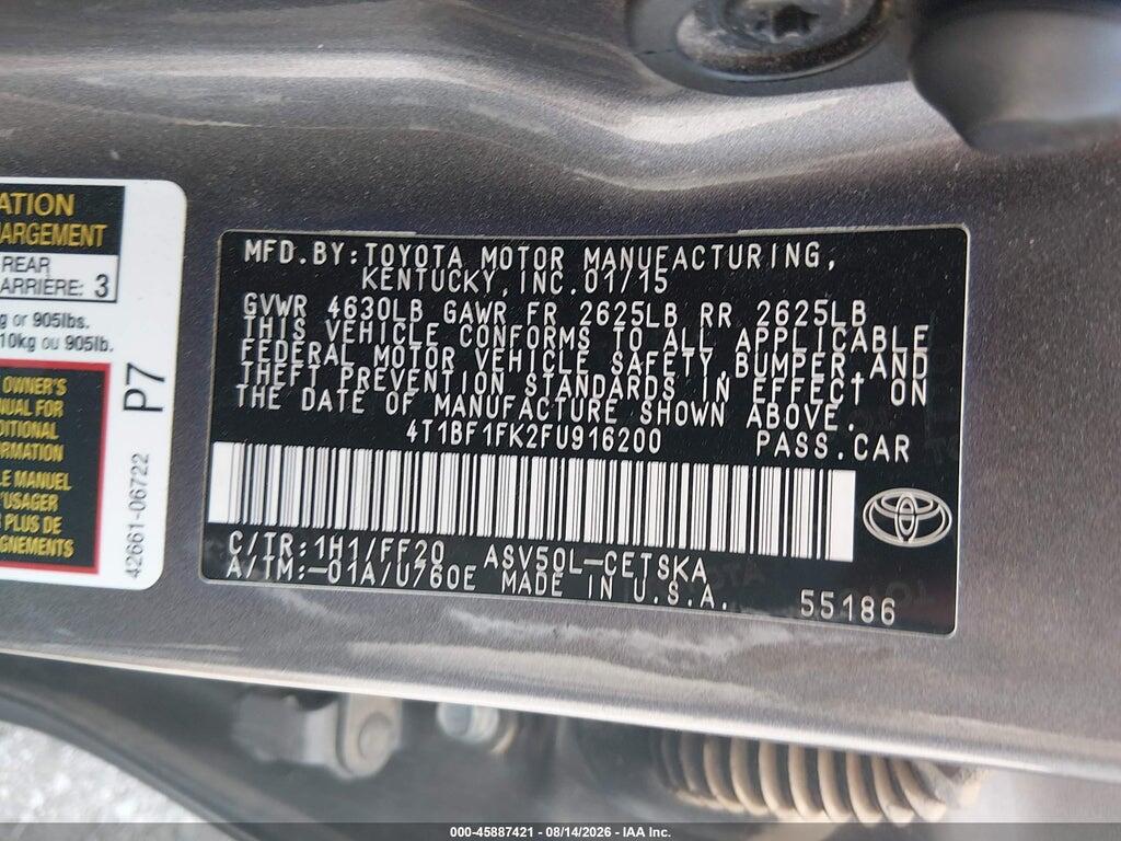 4T1BF1FK2FU916200 2015 TOYOTA CAMRY photo no. 9