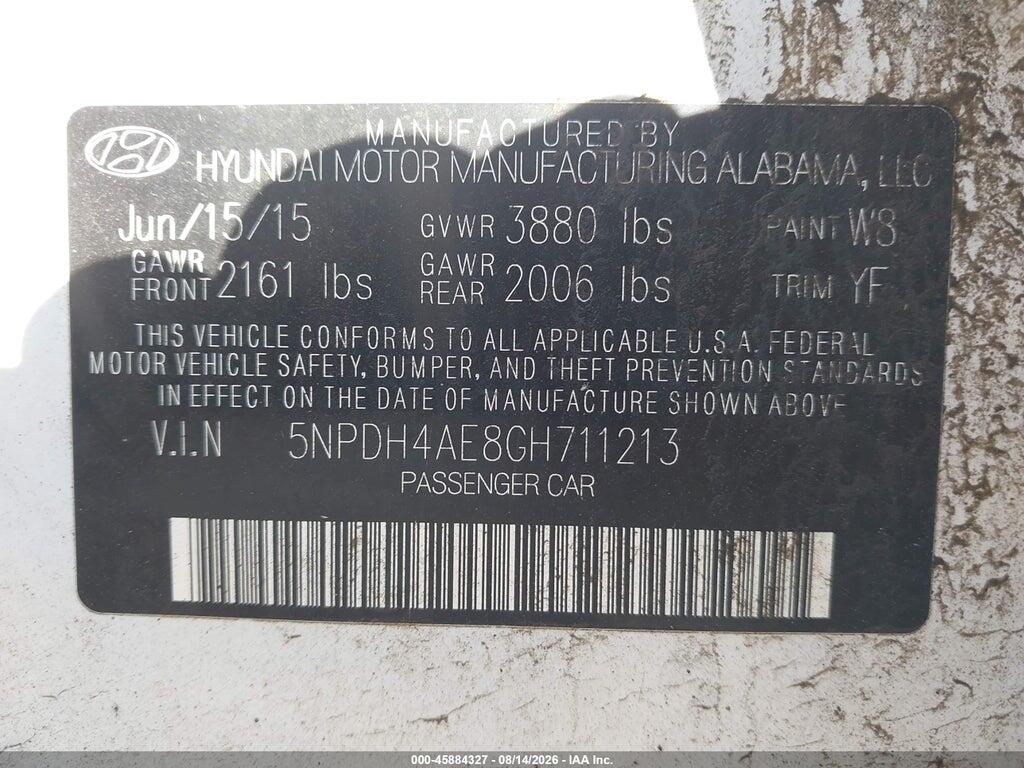 5NPDH4AE8GH711213 2016 HYUNDAI ELANTRA photo no. 9