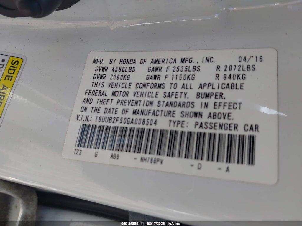 19UUB2F50GA008504 2016 ACURA TLX photo no. 9