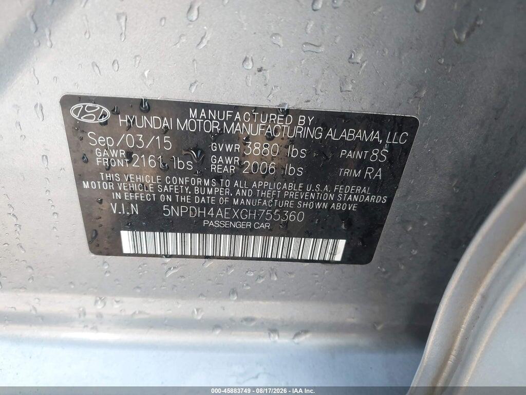 5NPDH4AEXGH755360 2016 HYUNDAI ELANTRA photo no. 9