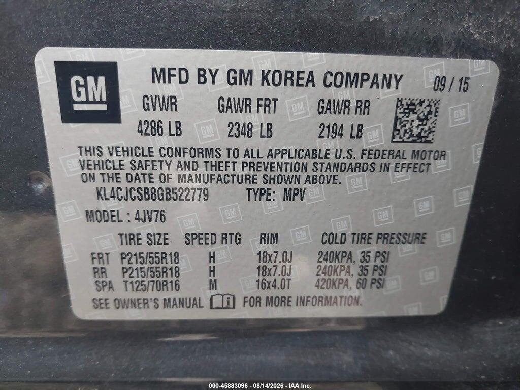 KL4CJCSB8GB522779 2016 BUICK ENCORE photo no. 9
