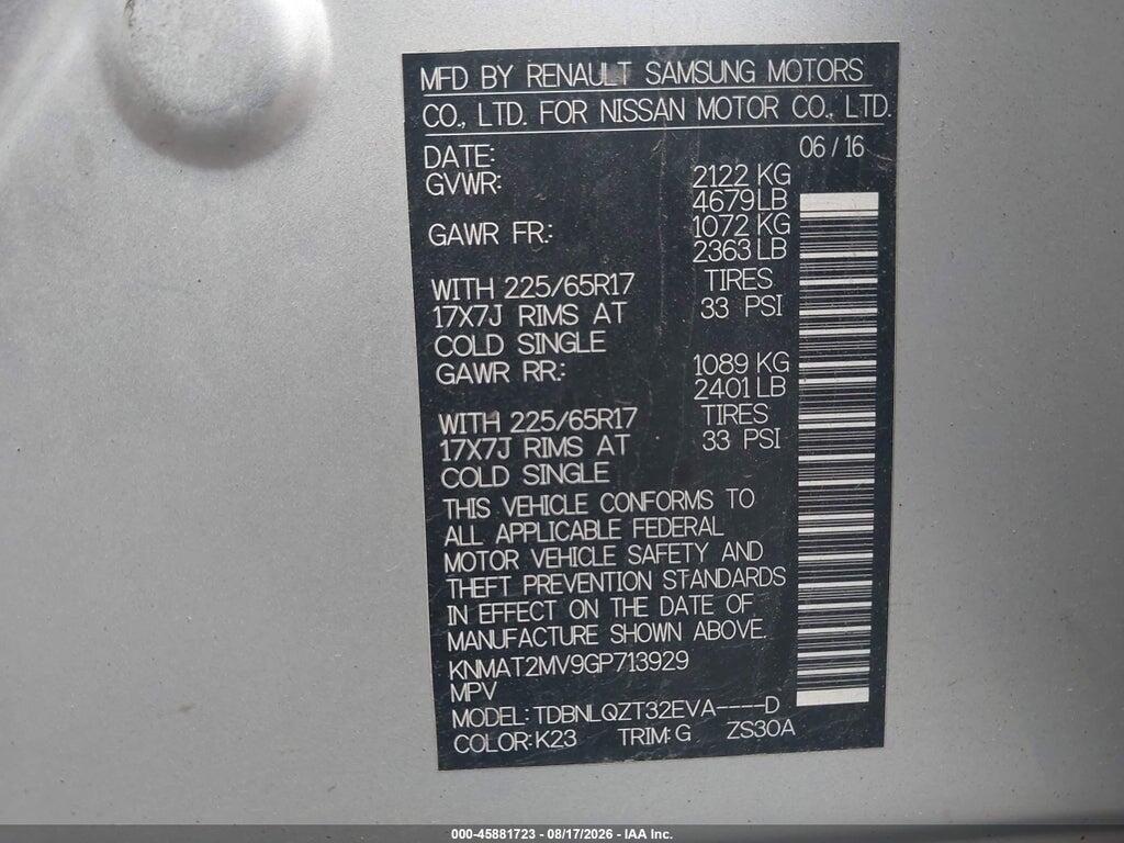 KNMAT2MV9GP713929 2016 NISSAN ROGUE photo no. 9