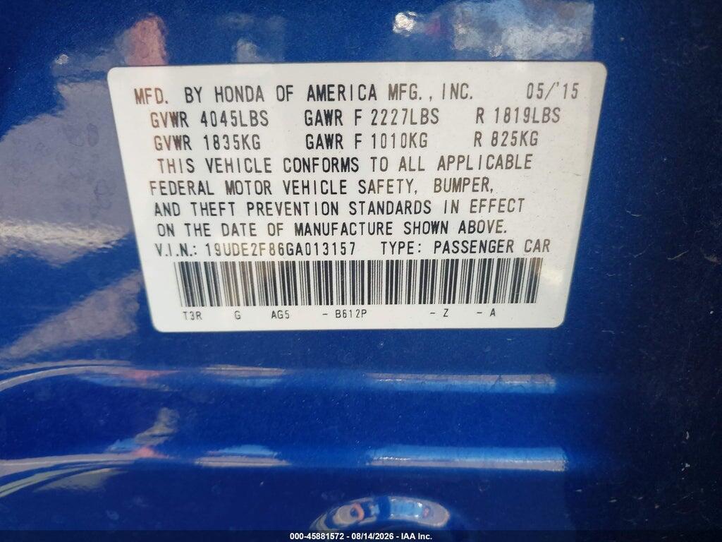 19UDE2F86GA013157 2016 ACURA ILX photo no. 7