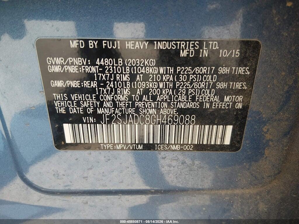 JF2SJADC8GH469088 2016 SUBARU FORESTER photo no. 9