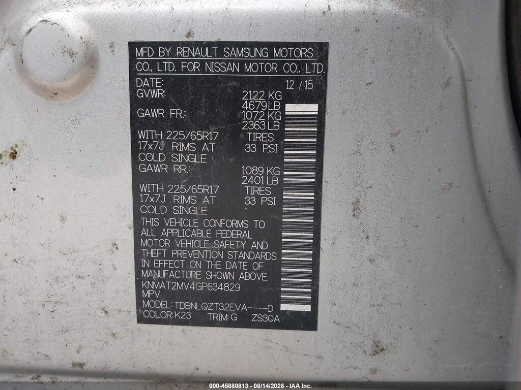 KNMAT2MV4GP634829 2016 NISSAN ROGUE photo no. 9