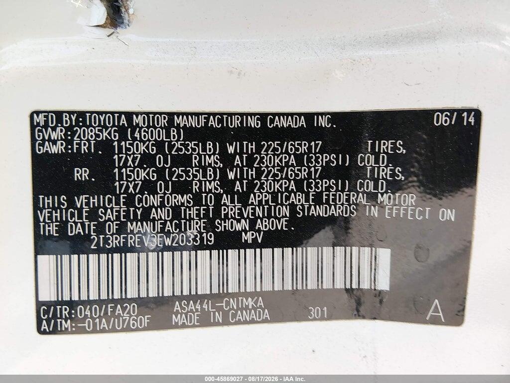 2T3RFREV3EW203319 2014 TOYOTA RAV4 photo no. 9