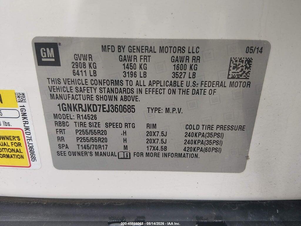 1GNKRJKD7EJ360685 2014 CHEVROLET TRAVERSE photo no. 9