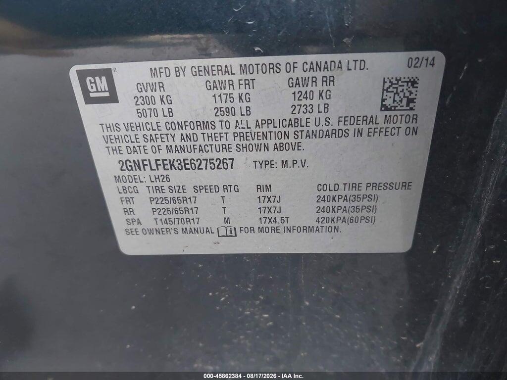 2GNFLFEK3E6275267 2014 CHEVROLET EQUINOX photo no. 9