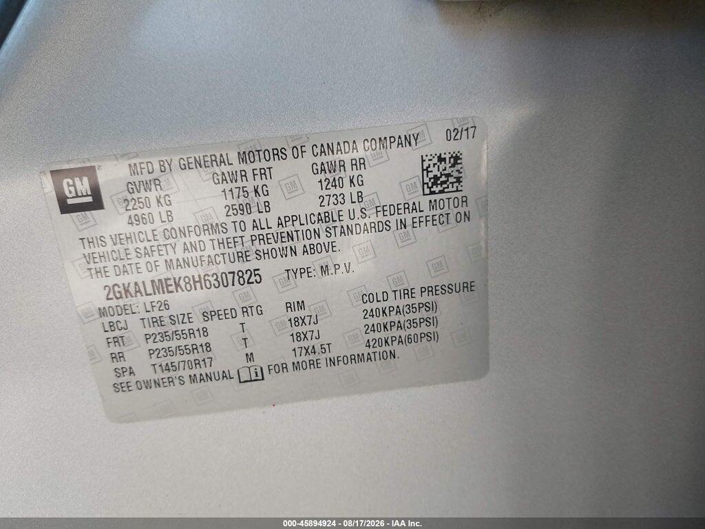 2GKALMEK8H6307825 2017 GMC TERRAIN photo no. 9