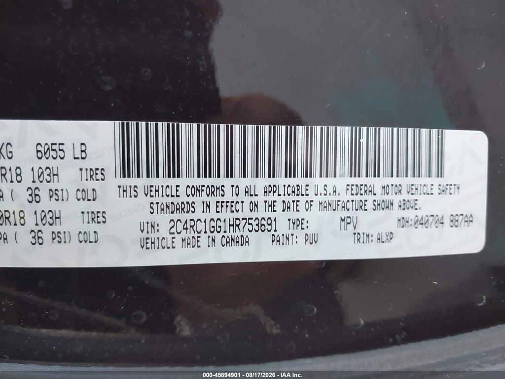2C4RC1GG1HR753691 2017 CHRYSLER PACIFICA photo no. 9