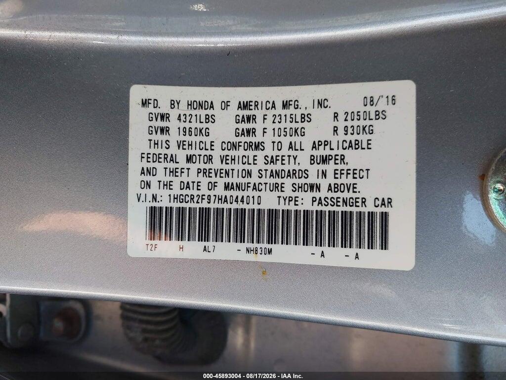 1HGCR2F97HA044010 2017 HONDA ACCORD photo no. 9