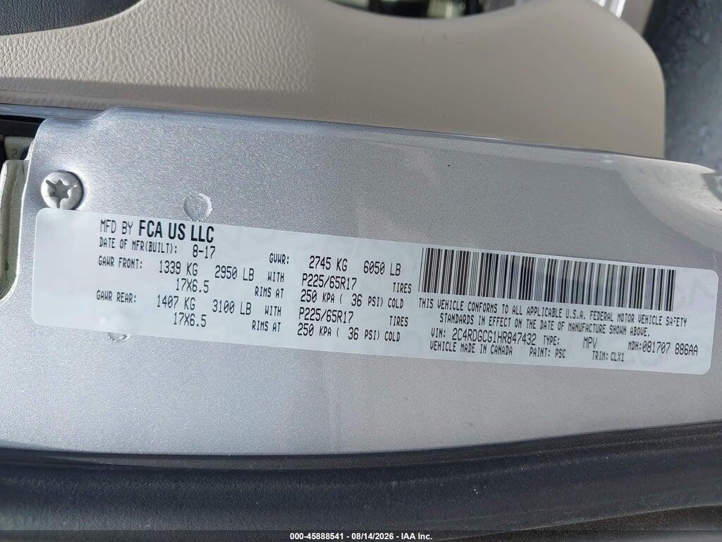 2C4RDGCG1HR847432 2017 DODGE GRAND CARAVAN photo no. 9