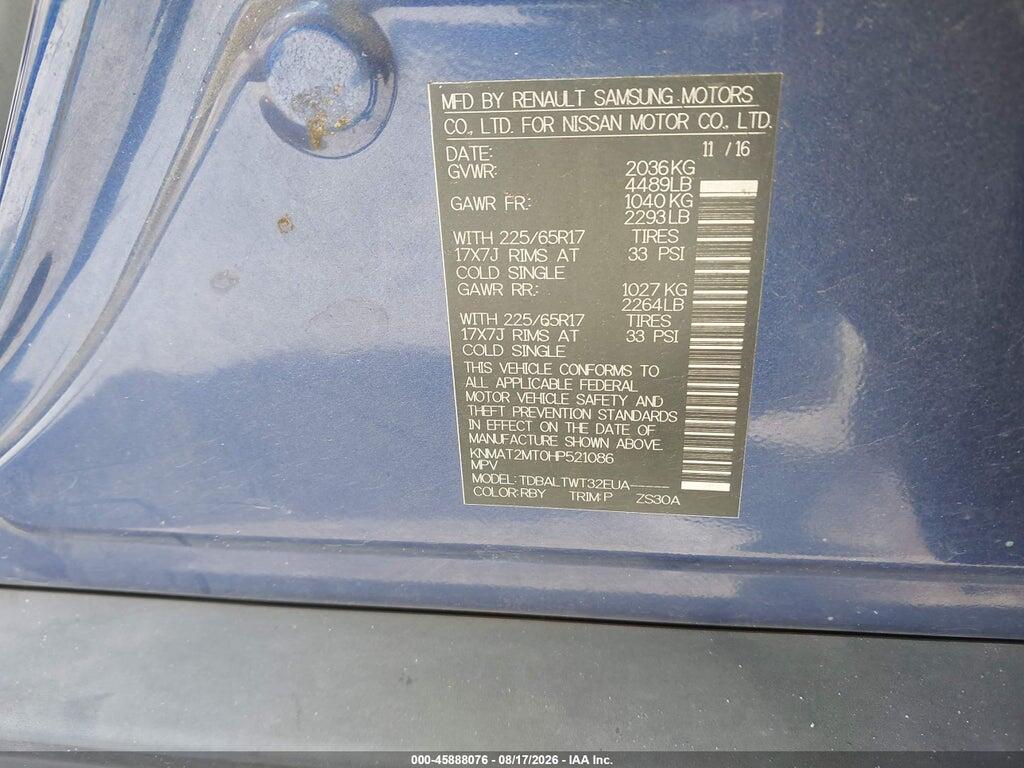 KNMAT2MT0HP521086 2017 NISSAN ROGUE photo no. 9