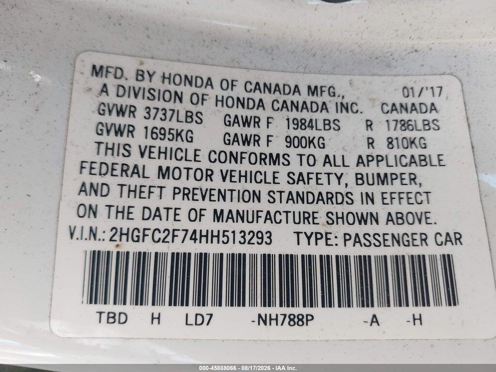 2HGFC2F74HH513293 2017 HONDA CIVIC photo no. 9