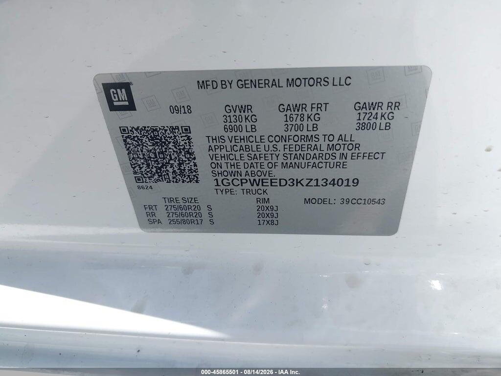 1GCPWEED3KZ134019 2019 CHEVROLET SILVERADO 1500 photo no. 9