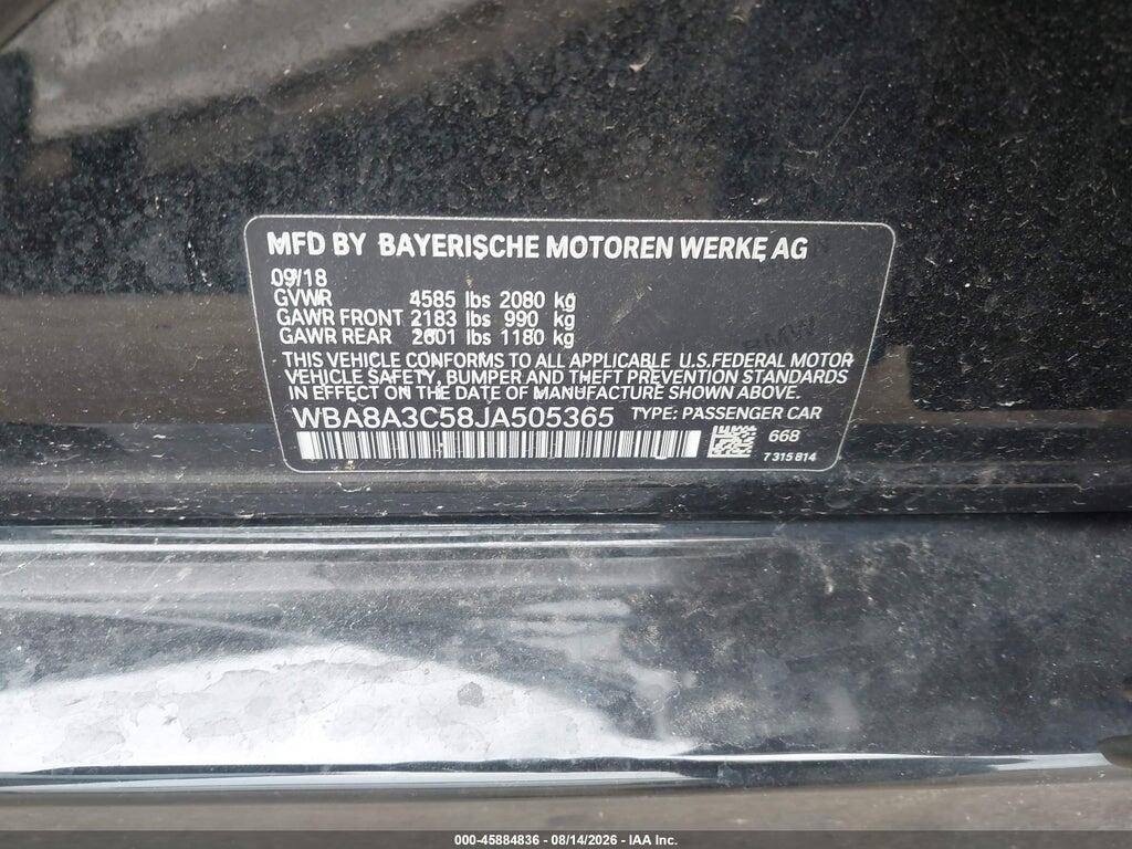 WBA8A3C58JA505365 2018 BMW 320I photo no. 9
