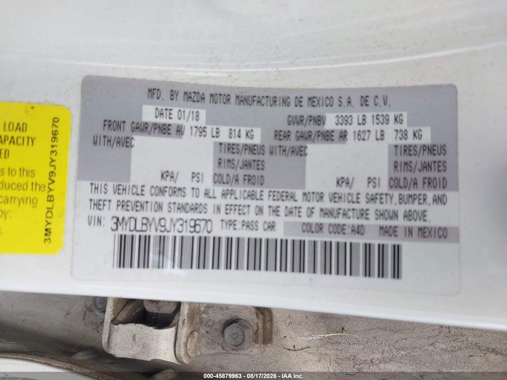 3MYDLBYV9JY319670 2018 TOYOTA YARIS IA photo no. 9