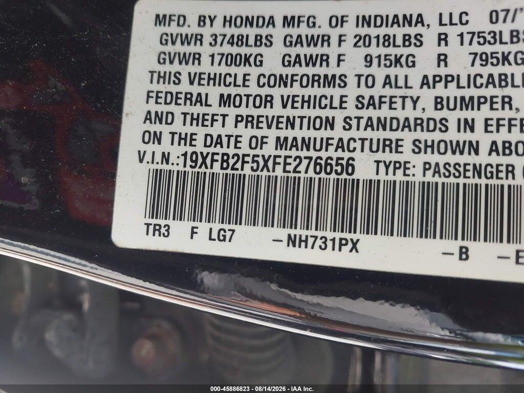 19XFB2F5XFE276656 2015 HONDA CIVIC photo no. 9