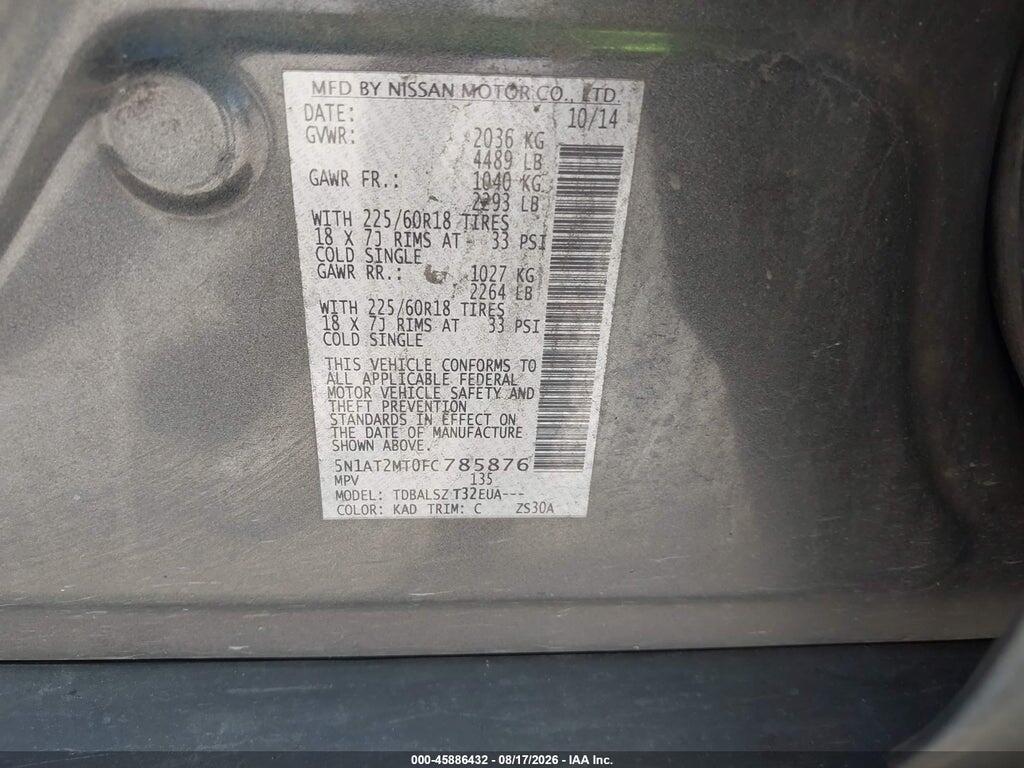 5N1AT2MT0FC785876 2015 NISSAN ROGUE photo no. 9