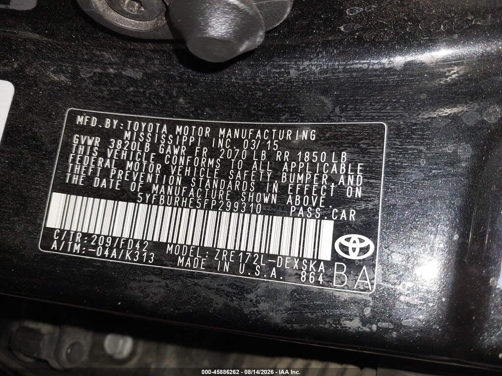 5YFBURHE5FP299310 2015 TOYOTA COROLLA photo no. 9