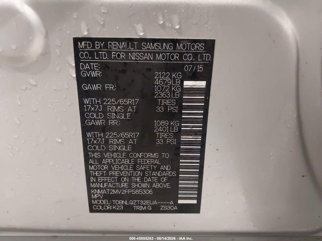 KNMAT2MV2FP585306 2015 NISSAN ROGUE photo no. 9