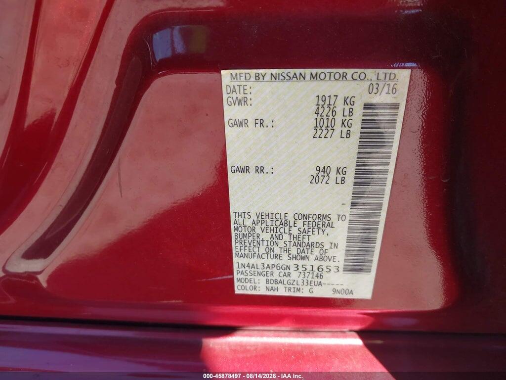 1N4AL3AP6GN351653 2016 NISSAN ALTIMA photo no. 9