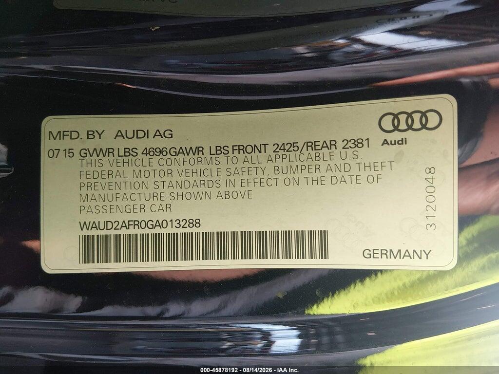 WAUD2AFR0GA013288 2016 AUDI A5 photo no. 9