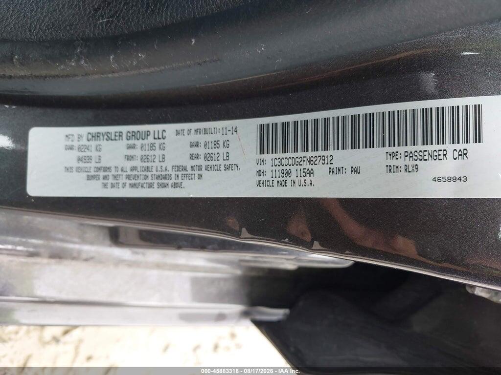 1C3CCCDG2FN627912 2015 CHRYSLER 200 photo no. 9