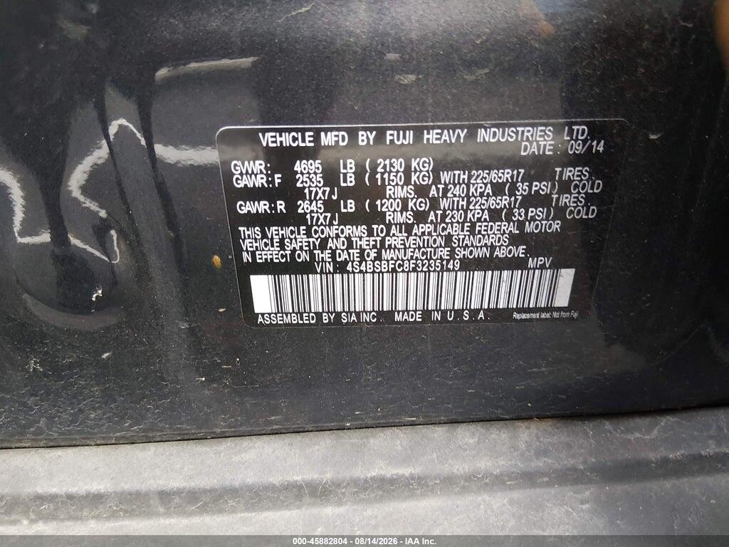 4S4BSBFC8F3235149 2015 SUBARU OUTBACK photo no. 9