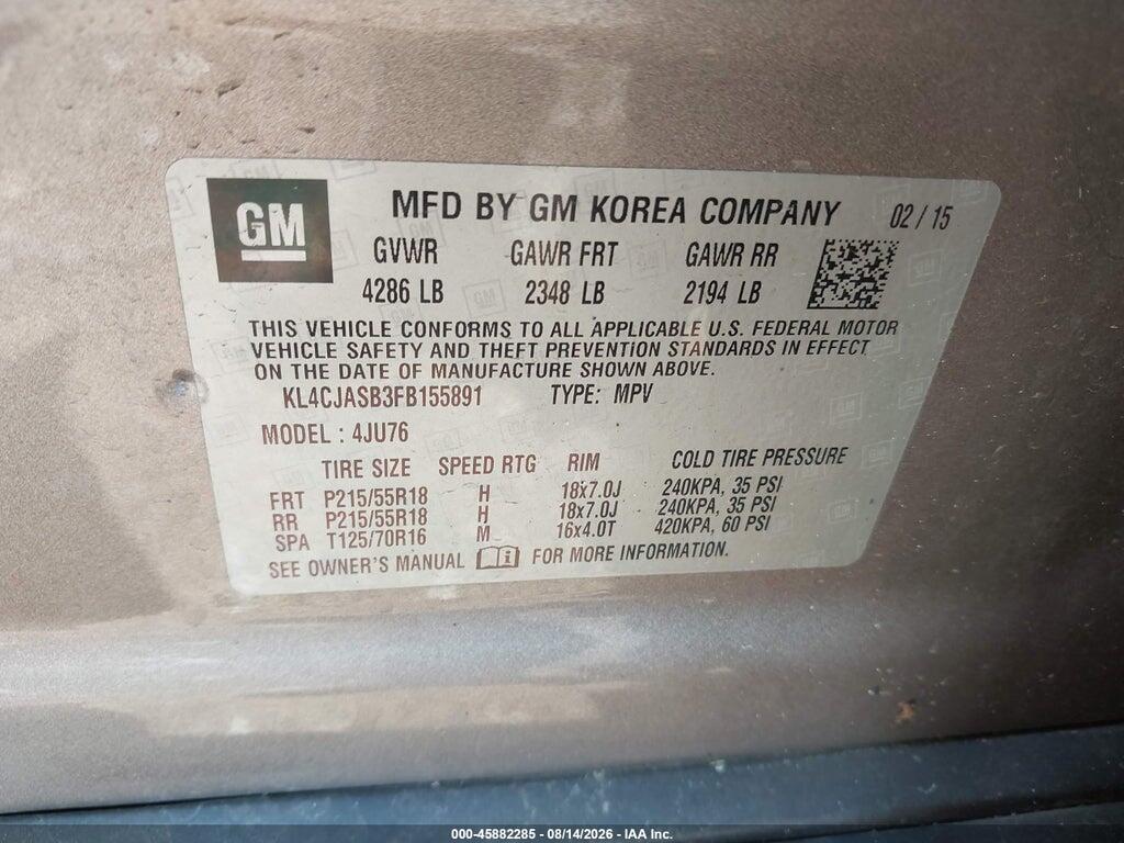 KL4CJASB3FB155891 2015 BUICK ENCORE photo no. 9