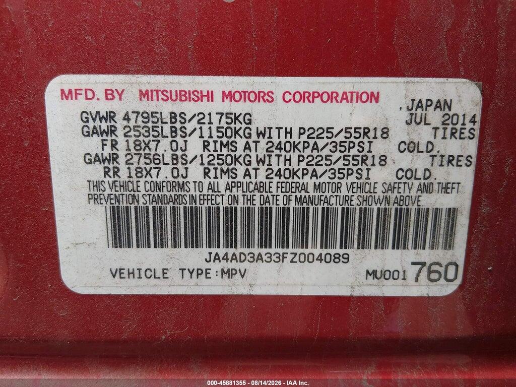JA4AD3A33FZ004089 2015 MITSUBISHI OUTLANDER photo no. 9