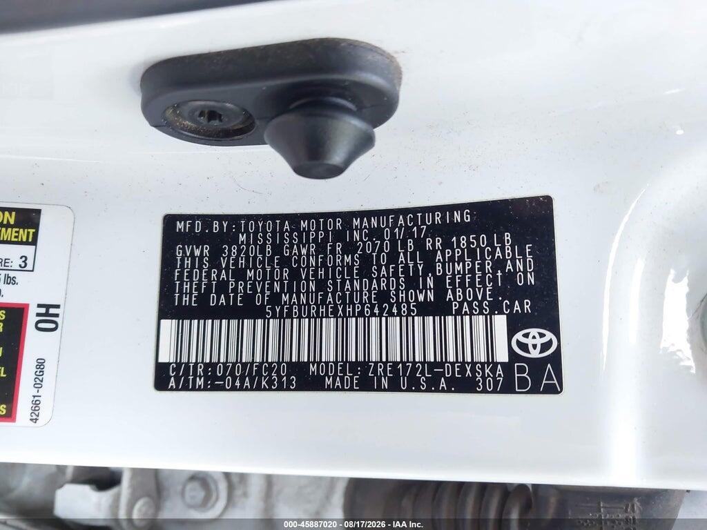 5YFBURHEXHP642485 2017 TOYOTA COROLLA photo no. 9
