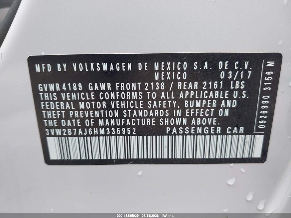 3VW2B7AJ6HM335952 2017 VOLKSWAGEN JETTA photo no. 9