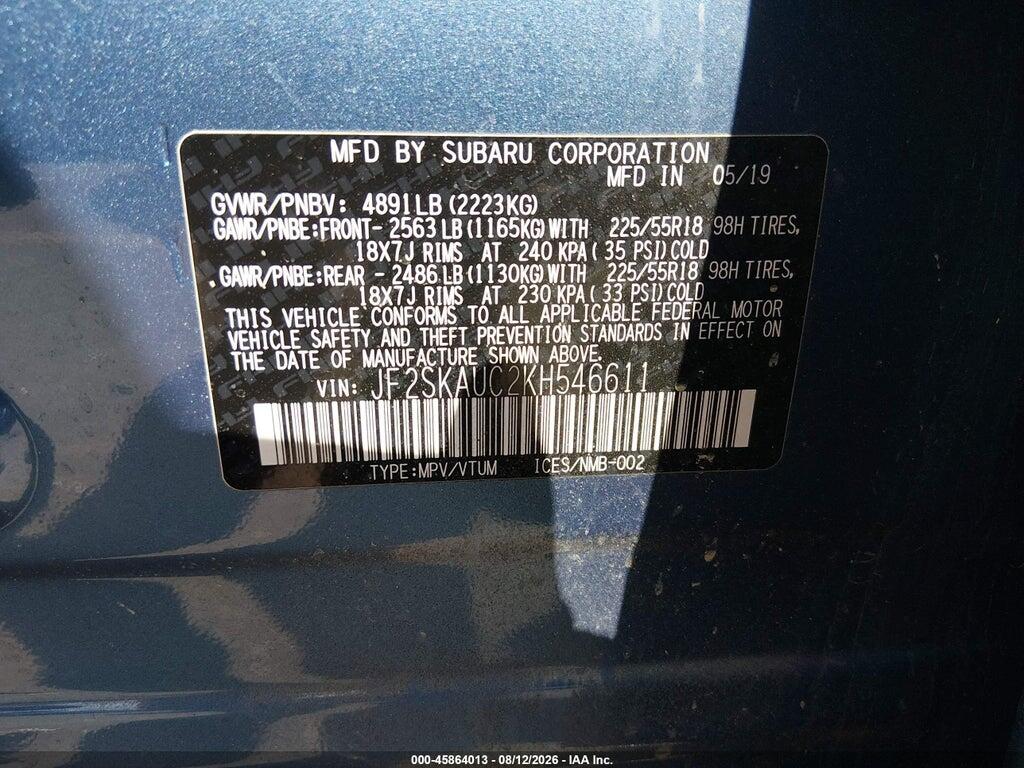 JF2SKAUC2KH546611 2019 SUBARU FORESTER photo no. 9