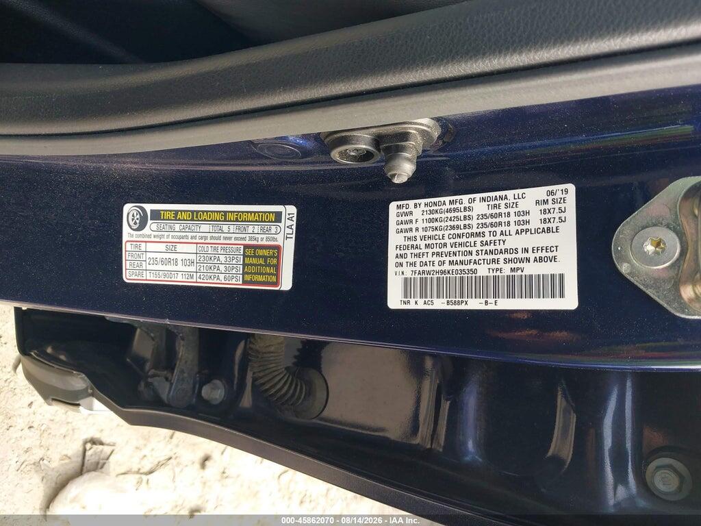 7FARW2H96KE035350 2019 HONDA CR-V photo no. 9