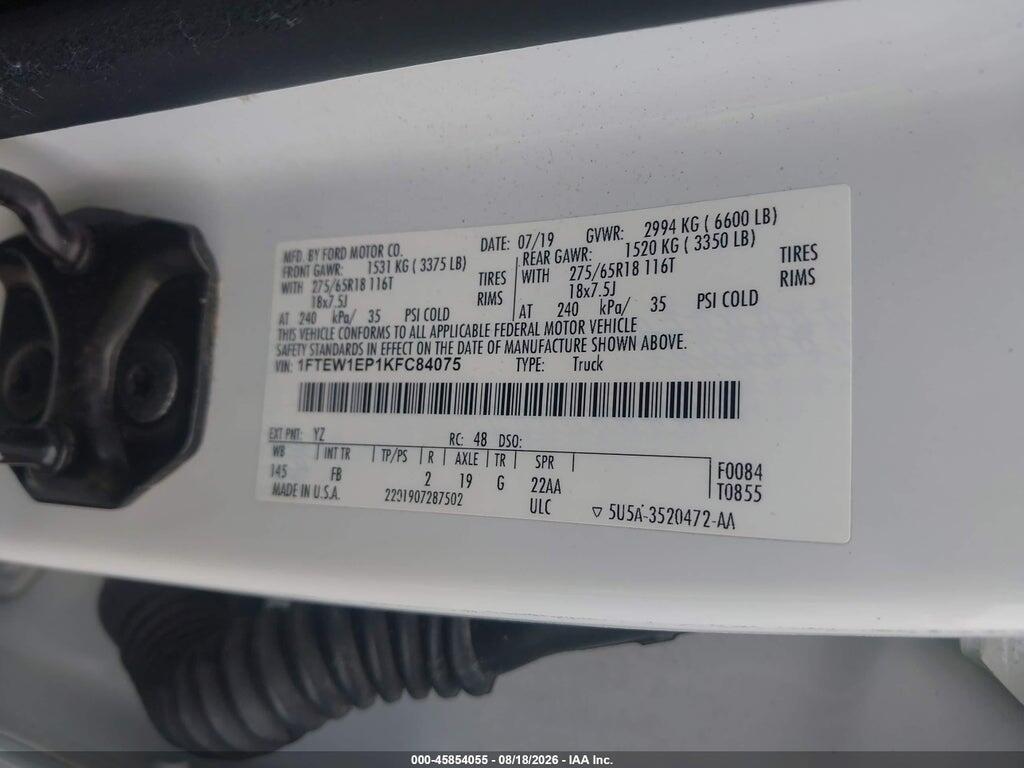 1FTEW1EP1KFC84075 2019 FORD F-150 photo no. 9