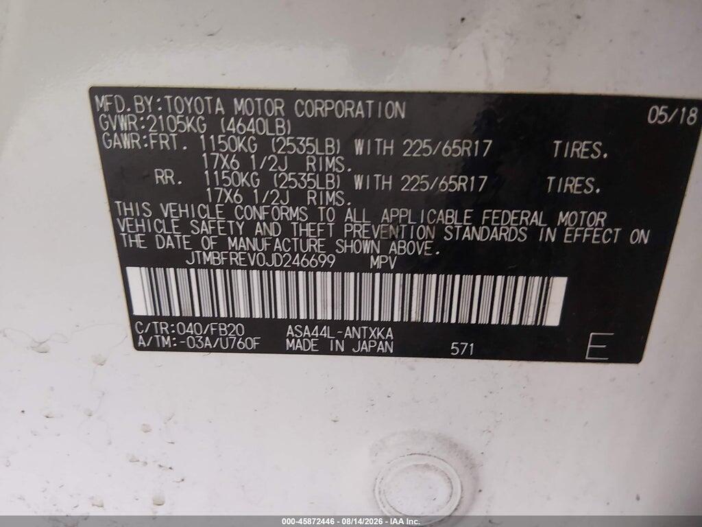 JTMBFREV0JD246699 2018 TOYOTA RAV4 photo no. 9