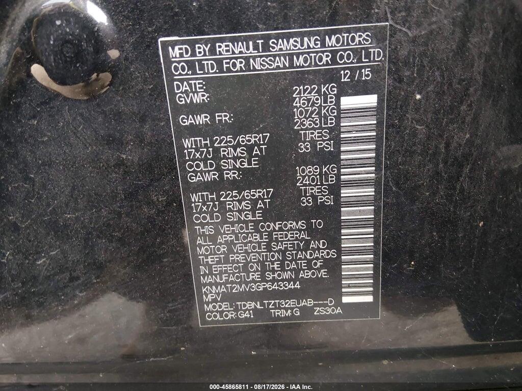 KNMAT2MV3GP643344 2016 NISSAN ROGUE photo no. 9